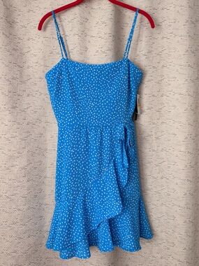 City Studio Bright Day Blue Spaghetti-Strap Ruffle Dress